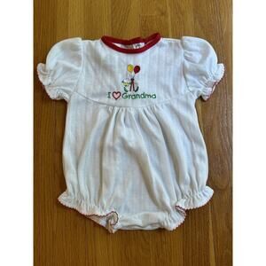 Vintage Alexis Girls Boys 6 mo I Love Grandma White Baby Bubble Romper Outfit